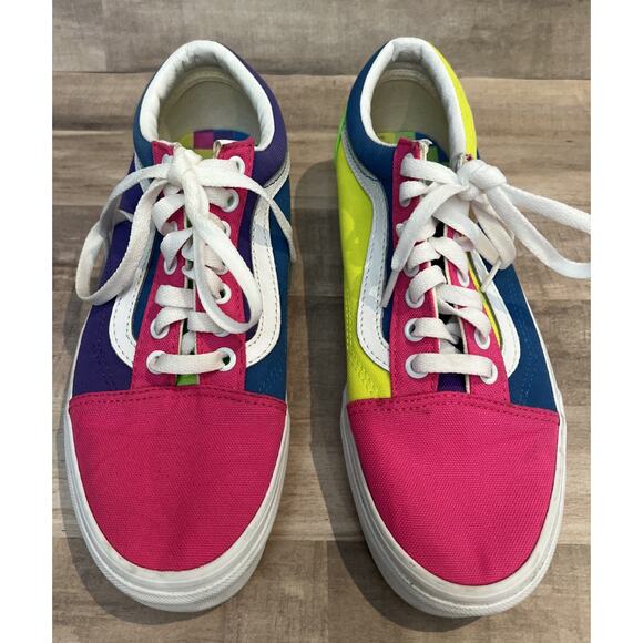 Vans Other - Vans Old Skool Neon Color Block Skate Shoes Men’s 7 Women’s 8.5 Retro Unisex